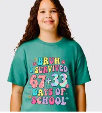 Bruh, I Survived 67+33 Days Of School PNG – Image 1