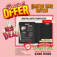 Dark Digital Note Paper for iPad and Android | Dark Mode | For Goodnotes and Samsund Notes – Image 2