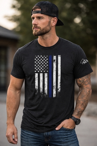 Thin Blue Line- Black- L – Image 1