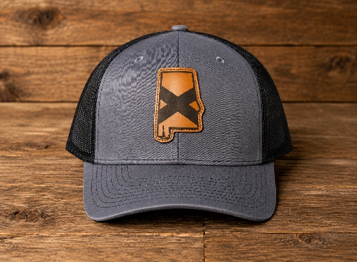 Fierce- Alabama State Flag- Leather Patch- Charcoal & Black – Image 1