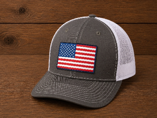 Fierce- American Flag- Red, White & Blue woven patch- Gray & White – Image 1