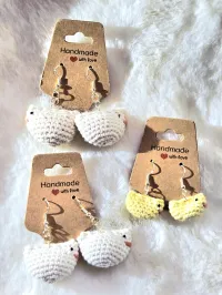 🐔 Crochet Chicken Earrings – Feathered Fun for Your Ears! – Image 1