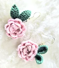 Crochet Rosebud Earrings  – Image 1