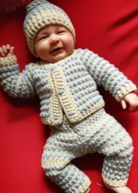 Tan and Periwinkle Outfit – Image 1