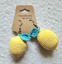 🍋 Crochet Lemon Earrings – Zesty, Sunny, and Handmade with a Twist – Image 1