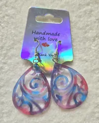 💧 Swirled Resin Teardrop Earrings – Handcrafted Elegance in Every Drop – Image 1