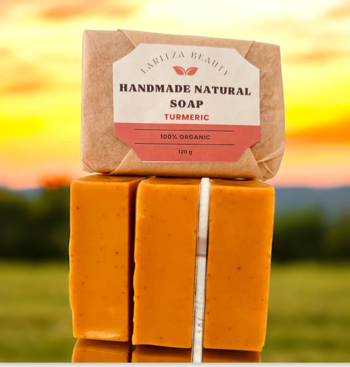 Jabón de barra de miel y curcúma suave para rostro limpiador totalmente natural con aroma refrescante. – Image 3