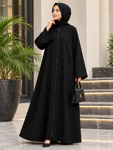 Nida Plain Black Abaya – Image 1