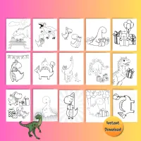Dinosaur Coloring Pages - Birthday Party – Image 3