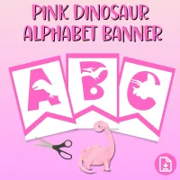 Pink Dinosaur Alphabet Banner (with Numbers) – Image 1