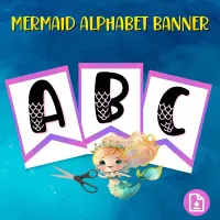 Mermaid Alphabet Banner (with Numbers) – Image 1