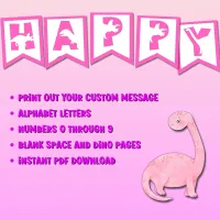 Pink Dinosaur Alphabet Banner (with Numbers) – Image 2