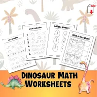 Math Activity Worksheets - Dinosaurs – Image 1