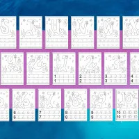 Mermaid Handwriting Practice Coloring Pages (alphabet and numbers) – Image 5