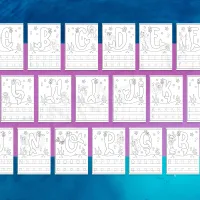 Mermaid Handwriting Practice Coloring Pages (alphabet and numbers) – Image 4