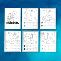 Mermaid Handwriting Practice Coloring Pages (alphabet and numbers) – Image 3