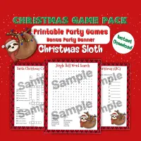 Sloth - Christmas Printable Games Party Pack – Image 1