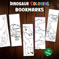 Dinosaur Coloring Bookmarks - Set of 24 – Image 1