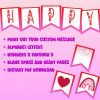 Valentine Hearts Alphabet Banner (with Numbers) – Image 2