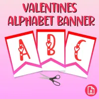 Valentine Hearts Alphabet Banner (with Numbers) – Image 1