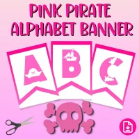 Pink Pirate Alphabet Banner (with Numbers) – Image 1