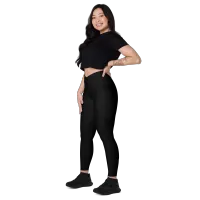 Crossover leggings with pockets - black – Image 2