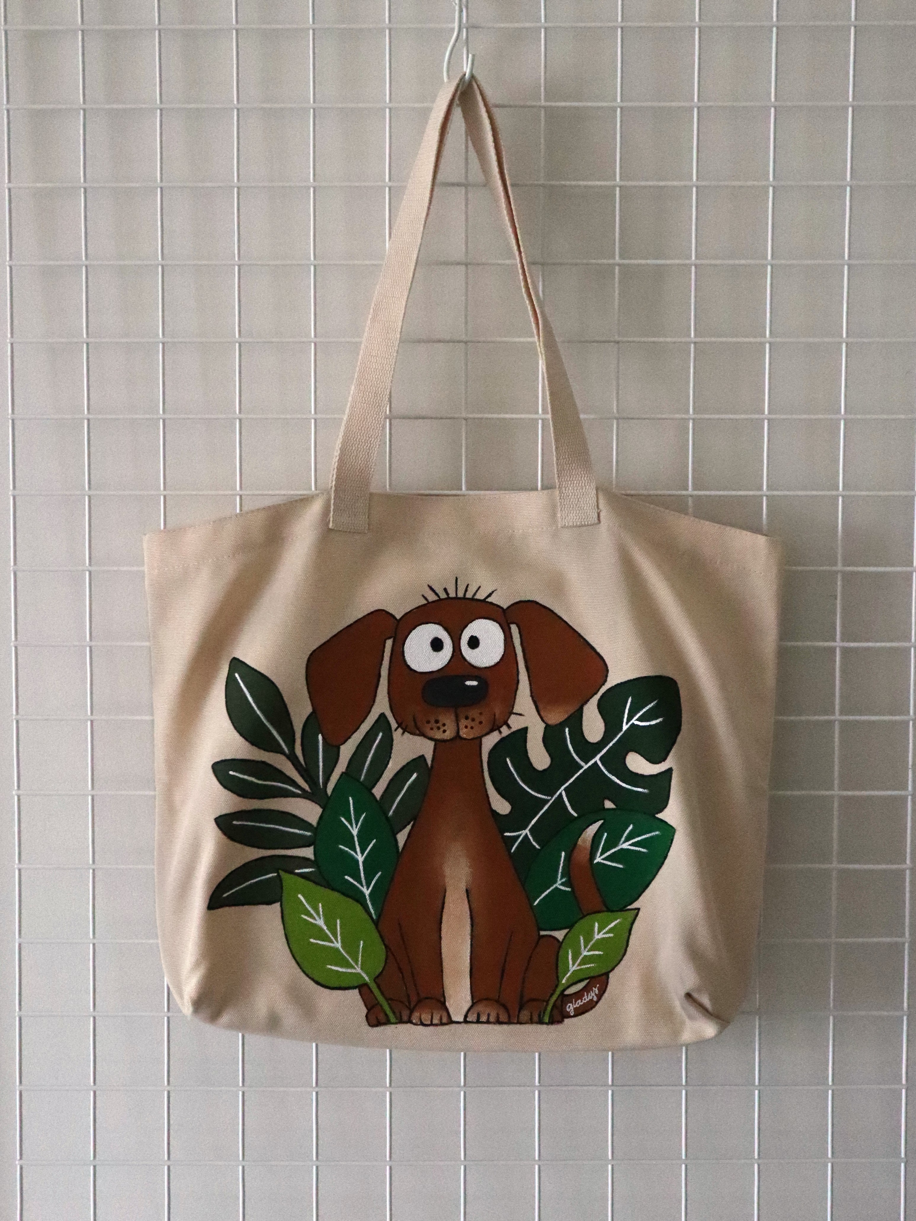 Brown Dog in Garden Tote – Image 1