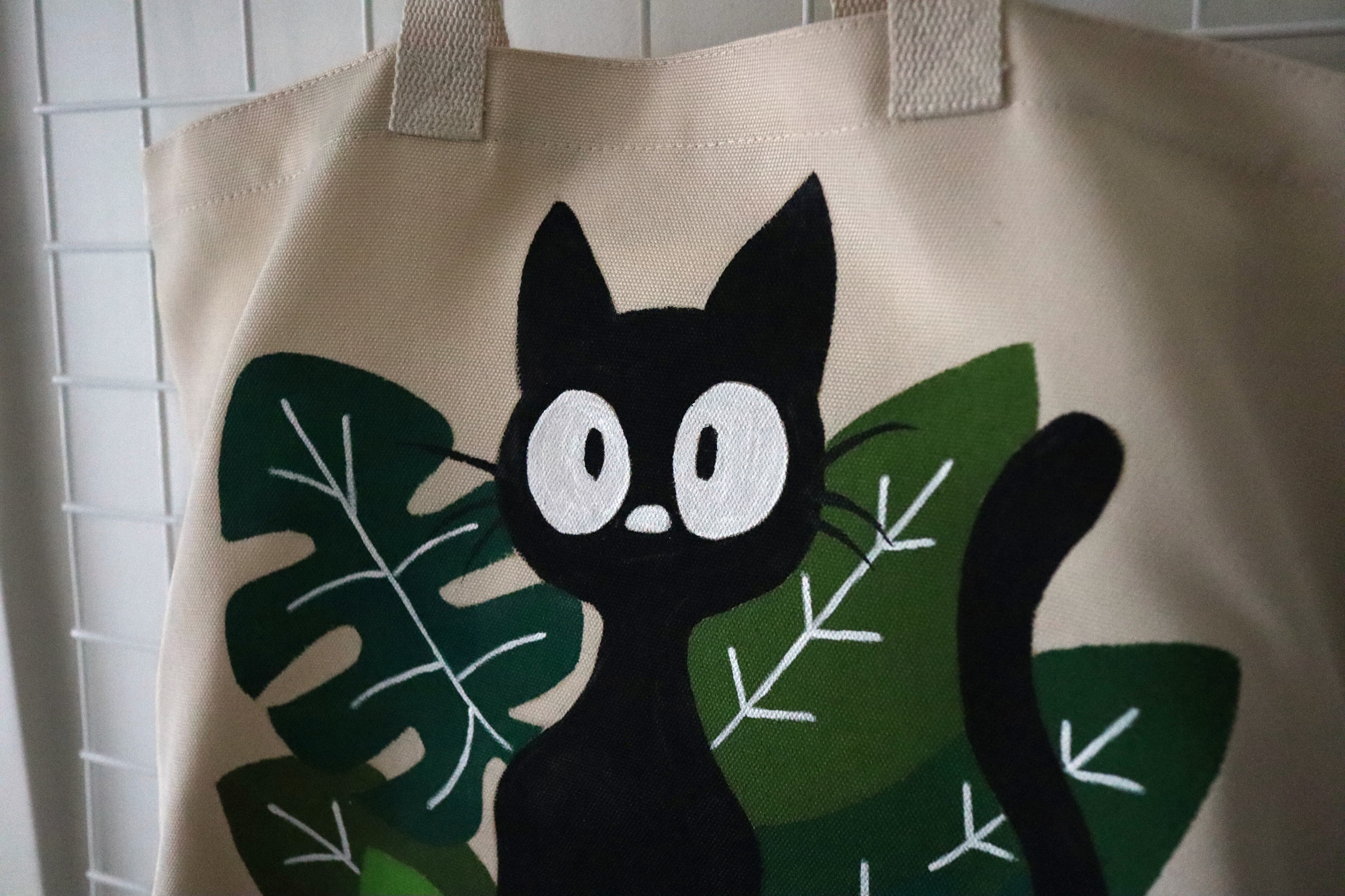 Black Cat in Garden Tote – Image 2