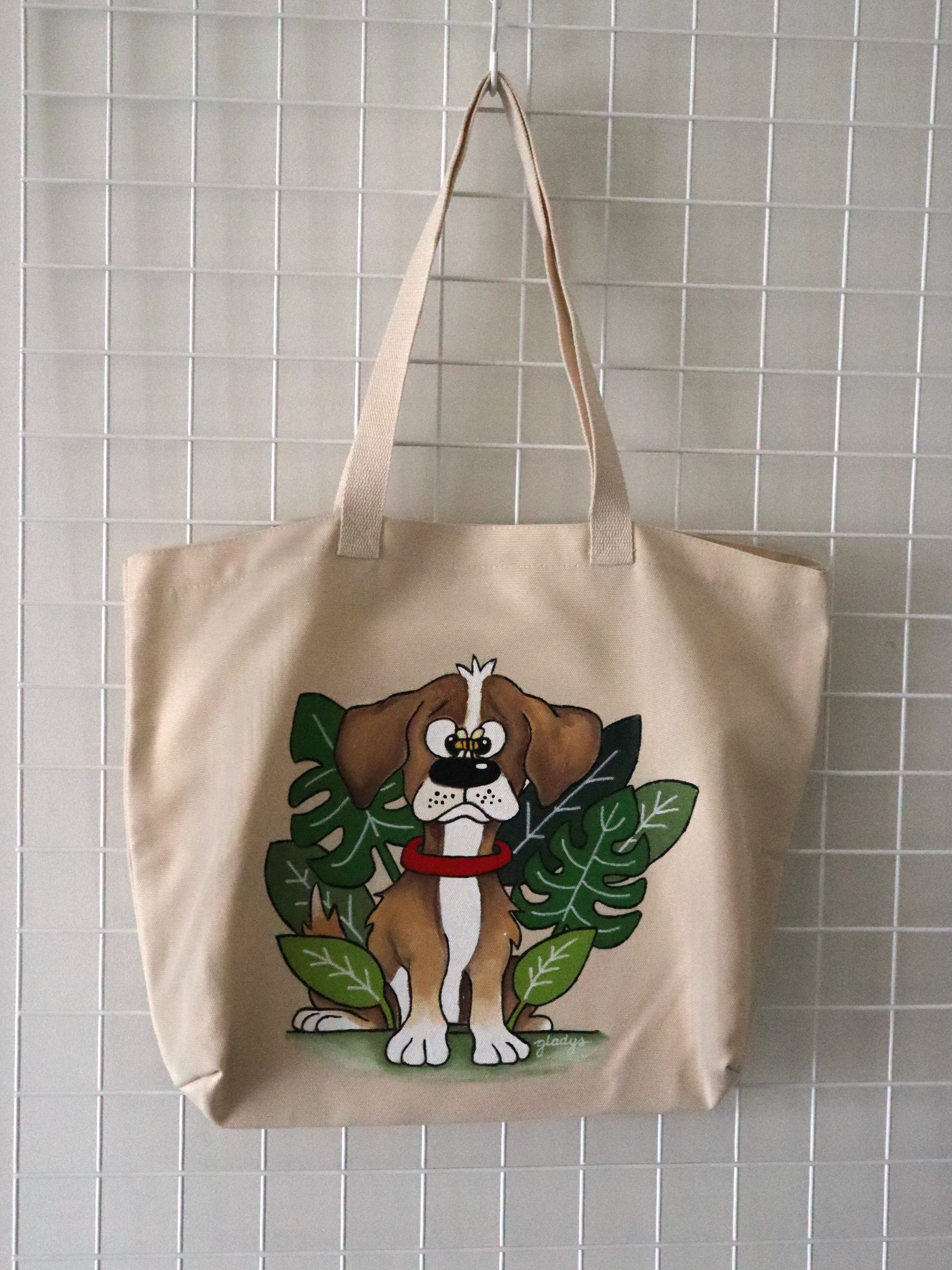 Brown & White Dog in Garden Tote – Image 1
