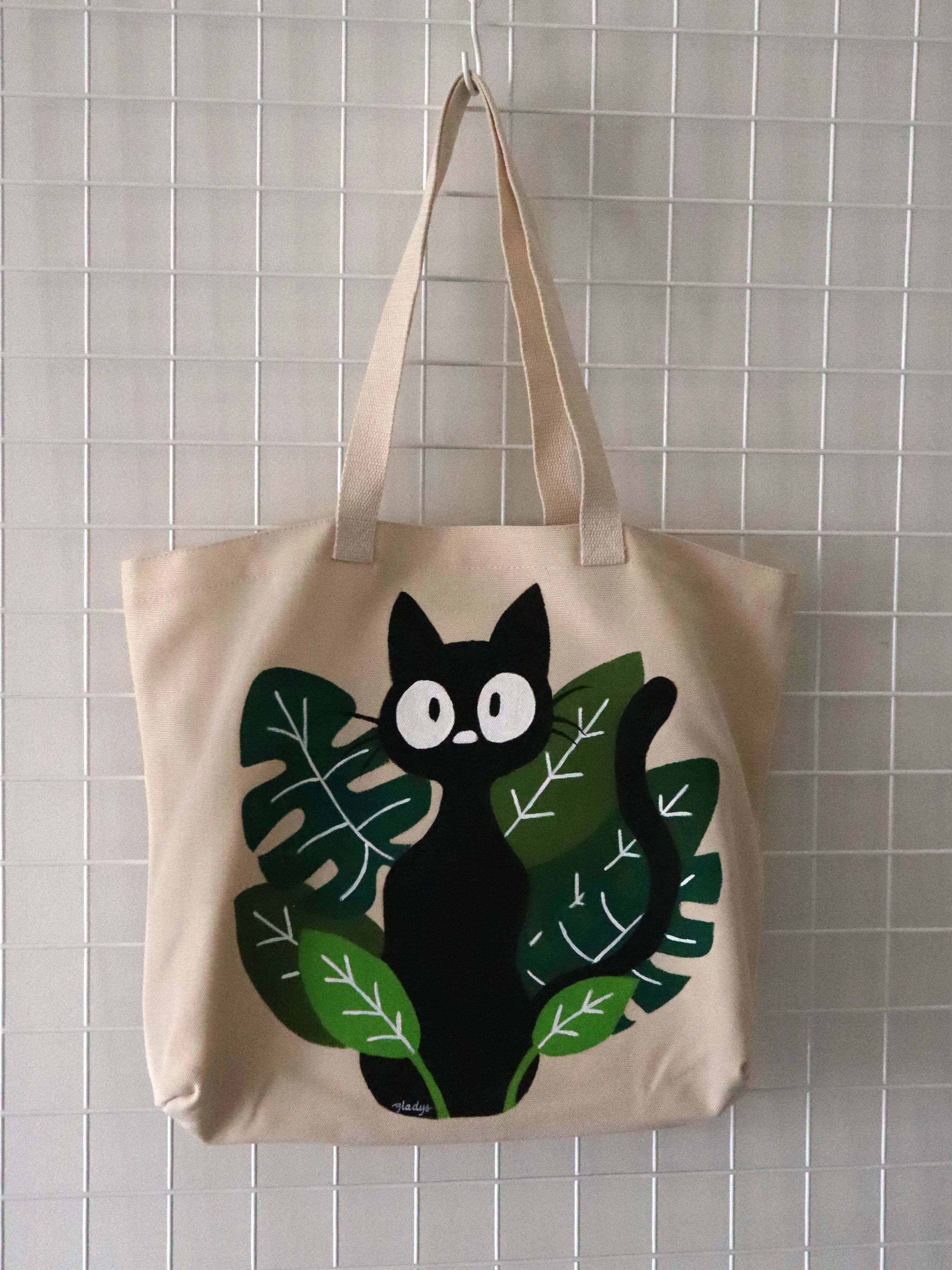 Black Cat in Garden Tote – Image 1