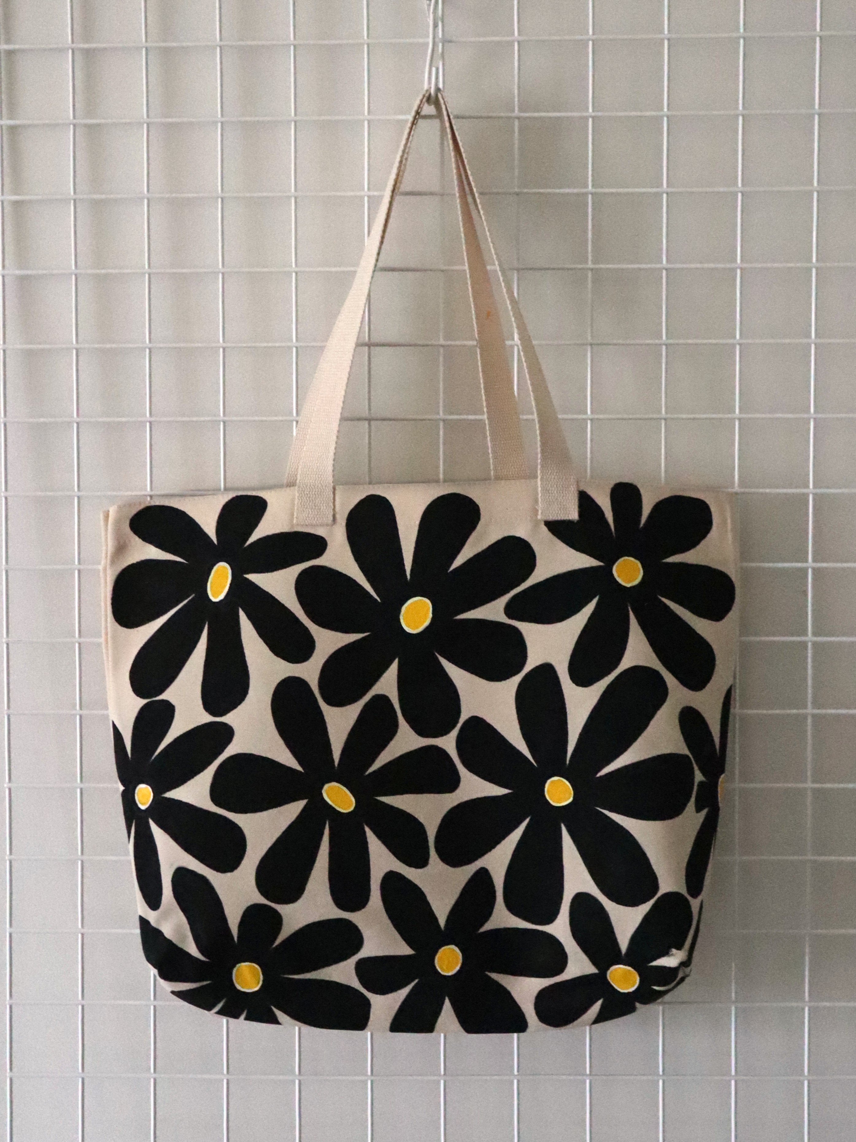 Black and Yellow Flower Tote II – Image 1