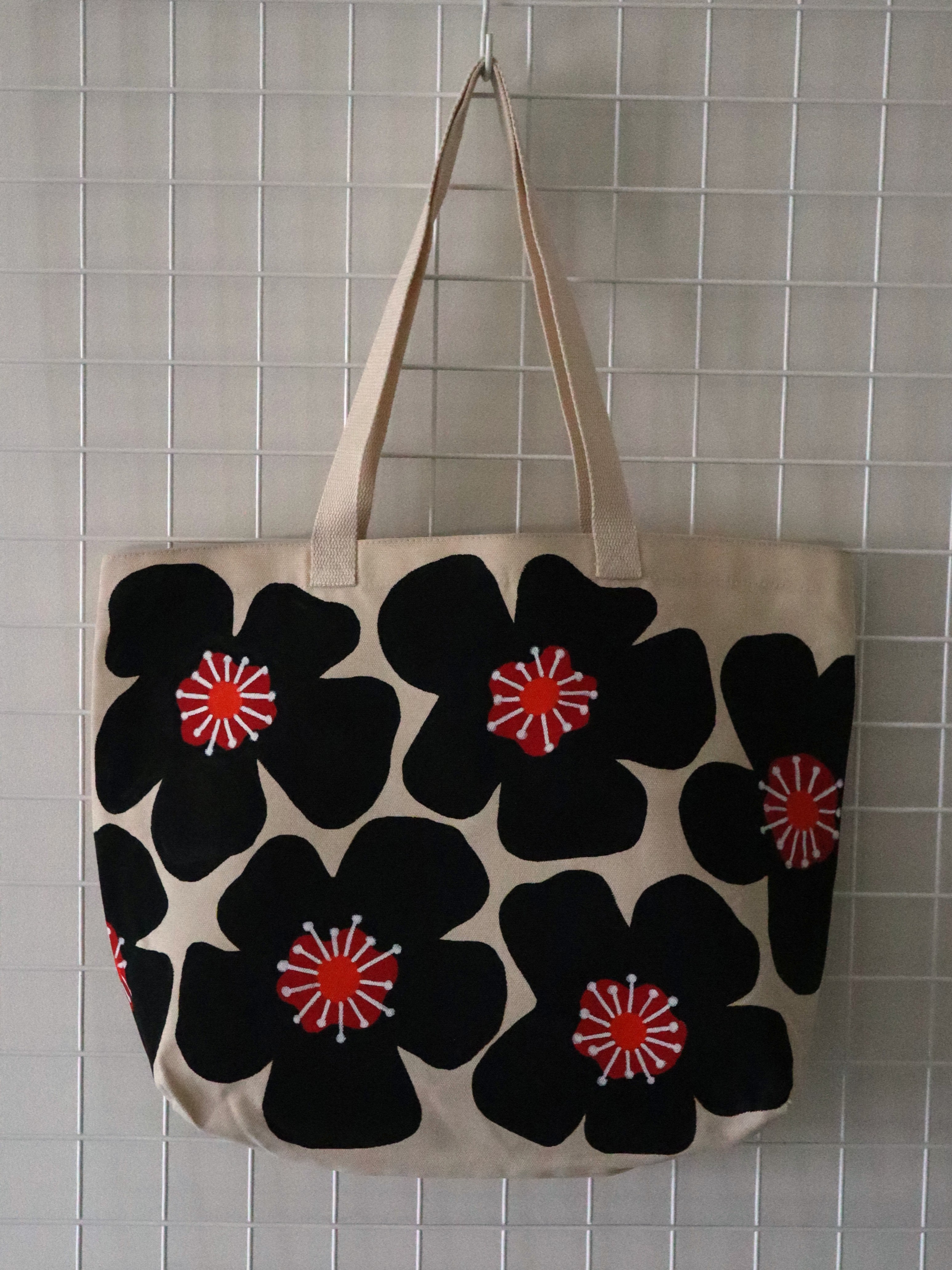 Black and Red Flower Tote – Image 1