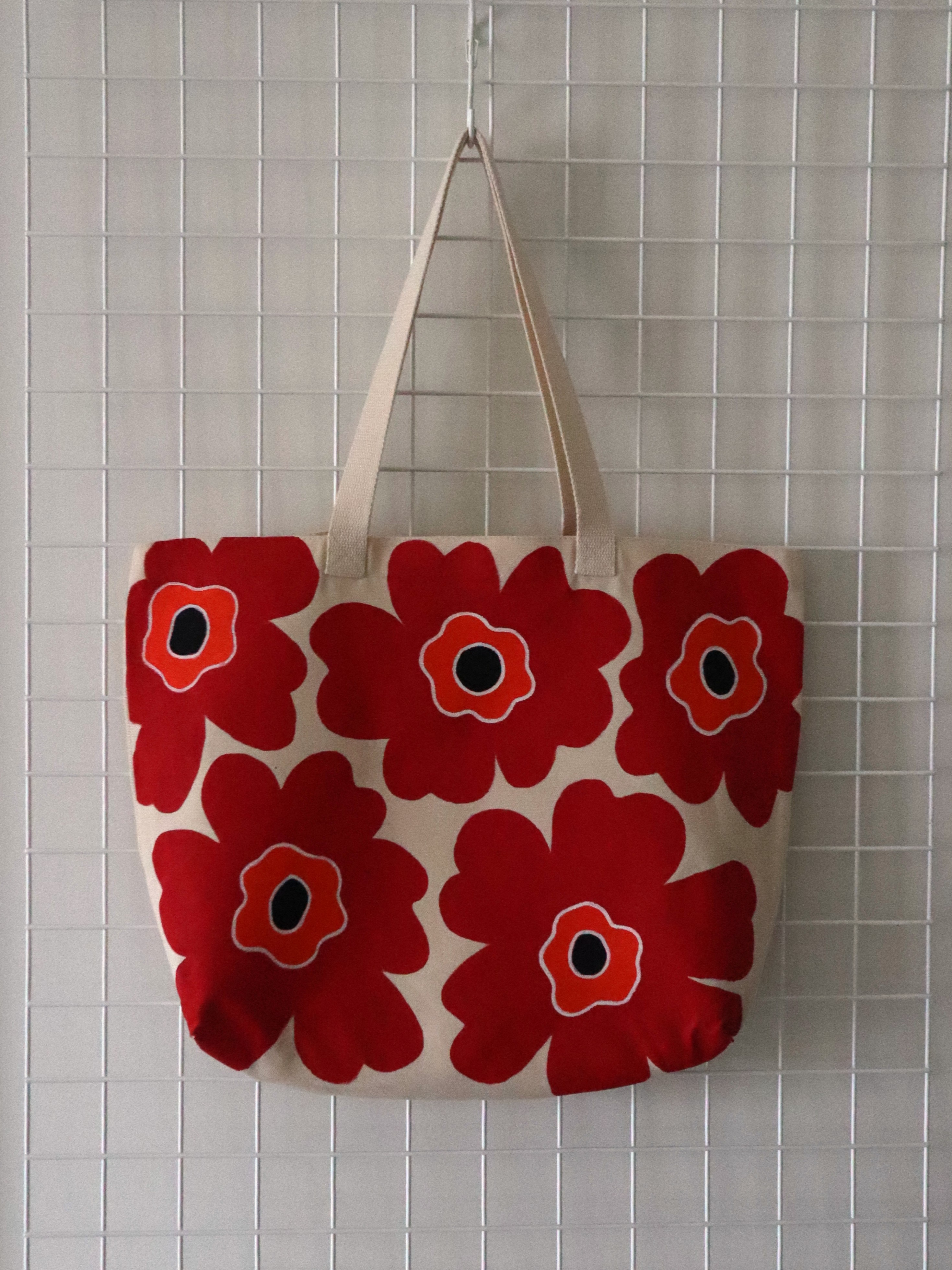 Red, Black & Orange Flower Tote – Image 1