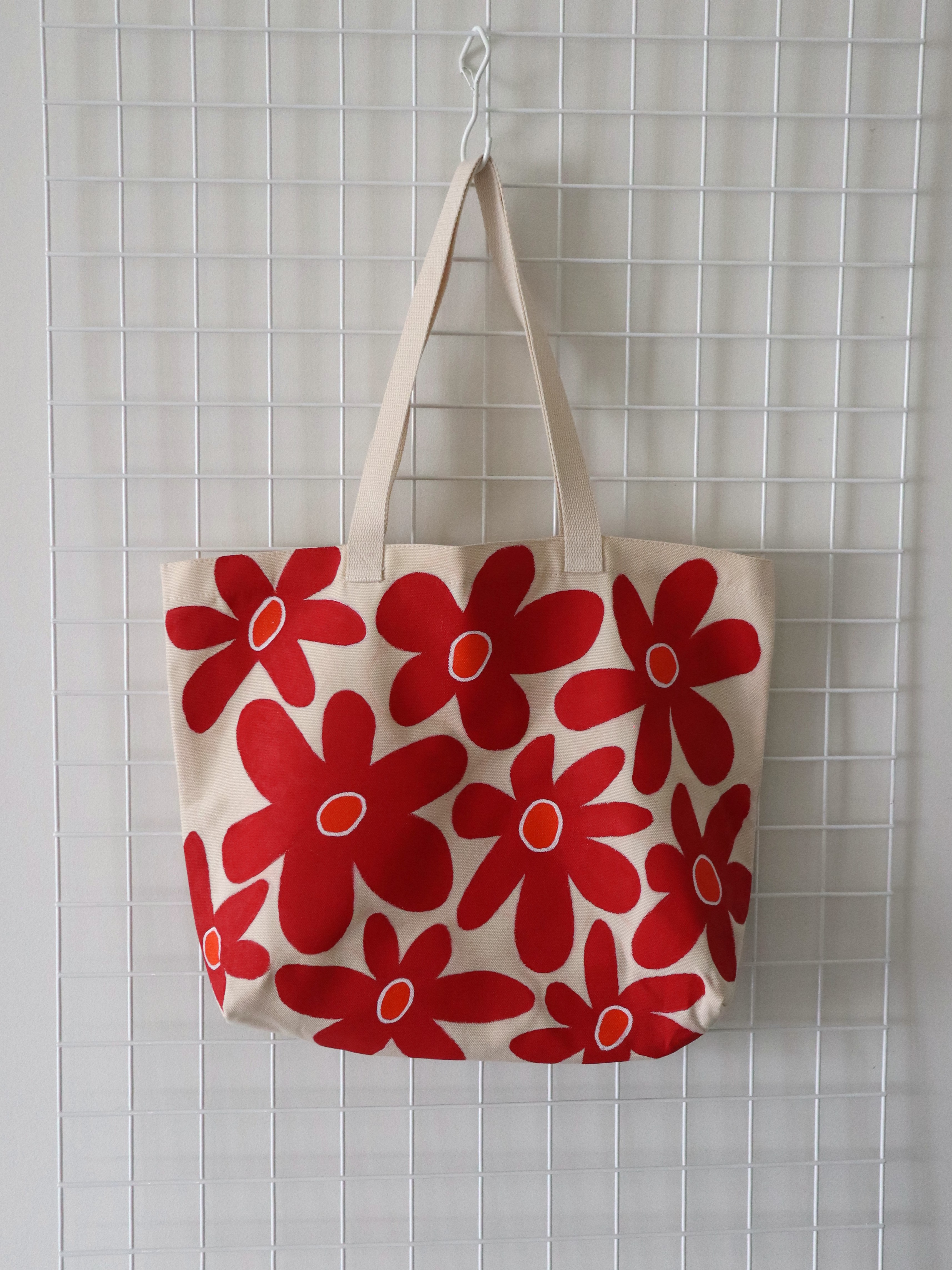 Red & Orange Flower Tote – Image 1
