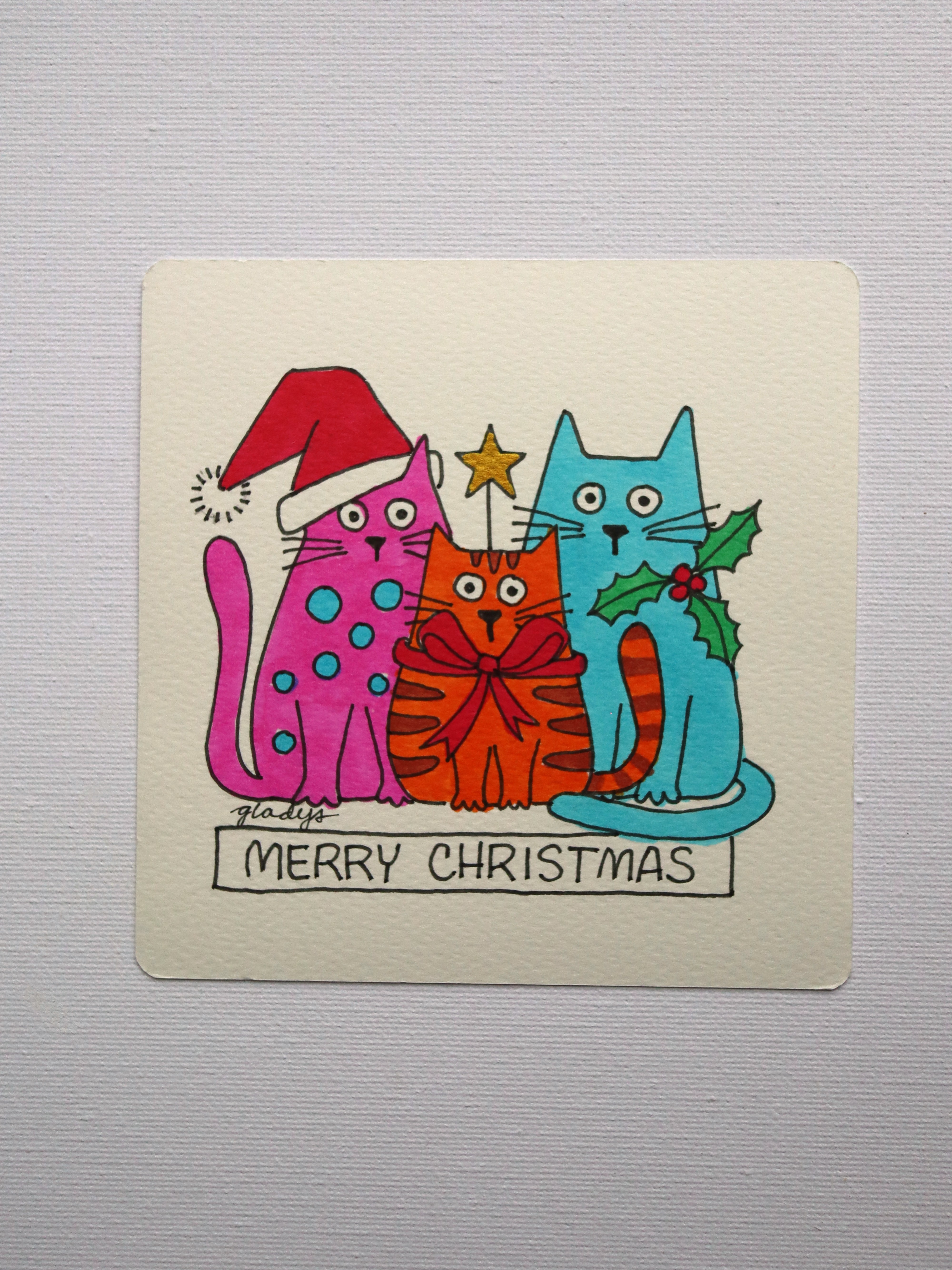Three Christmas Cats Card – Image 2