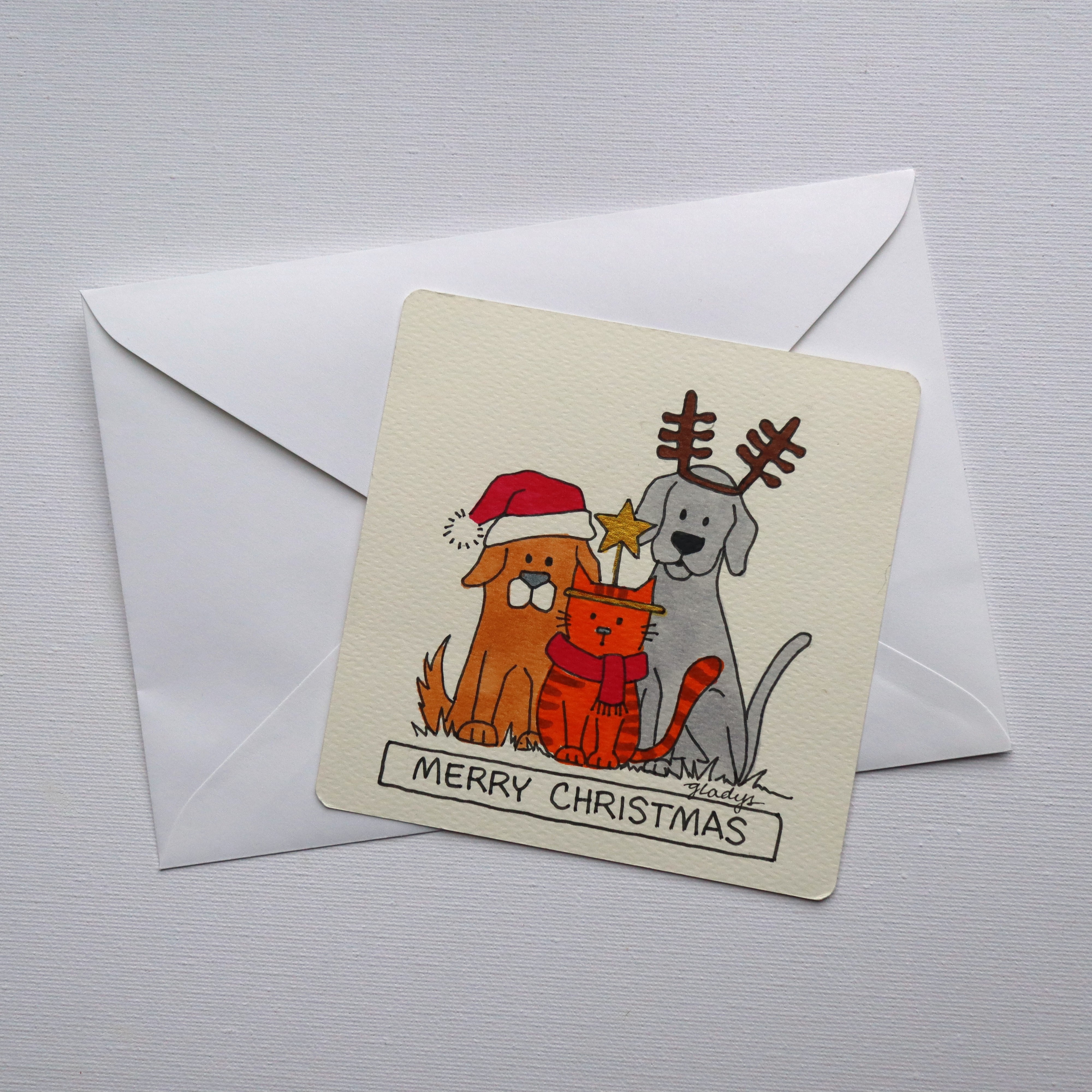 Three Christmas Pets Card – Image 1