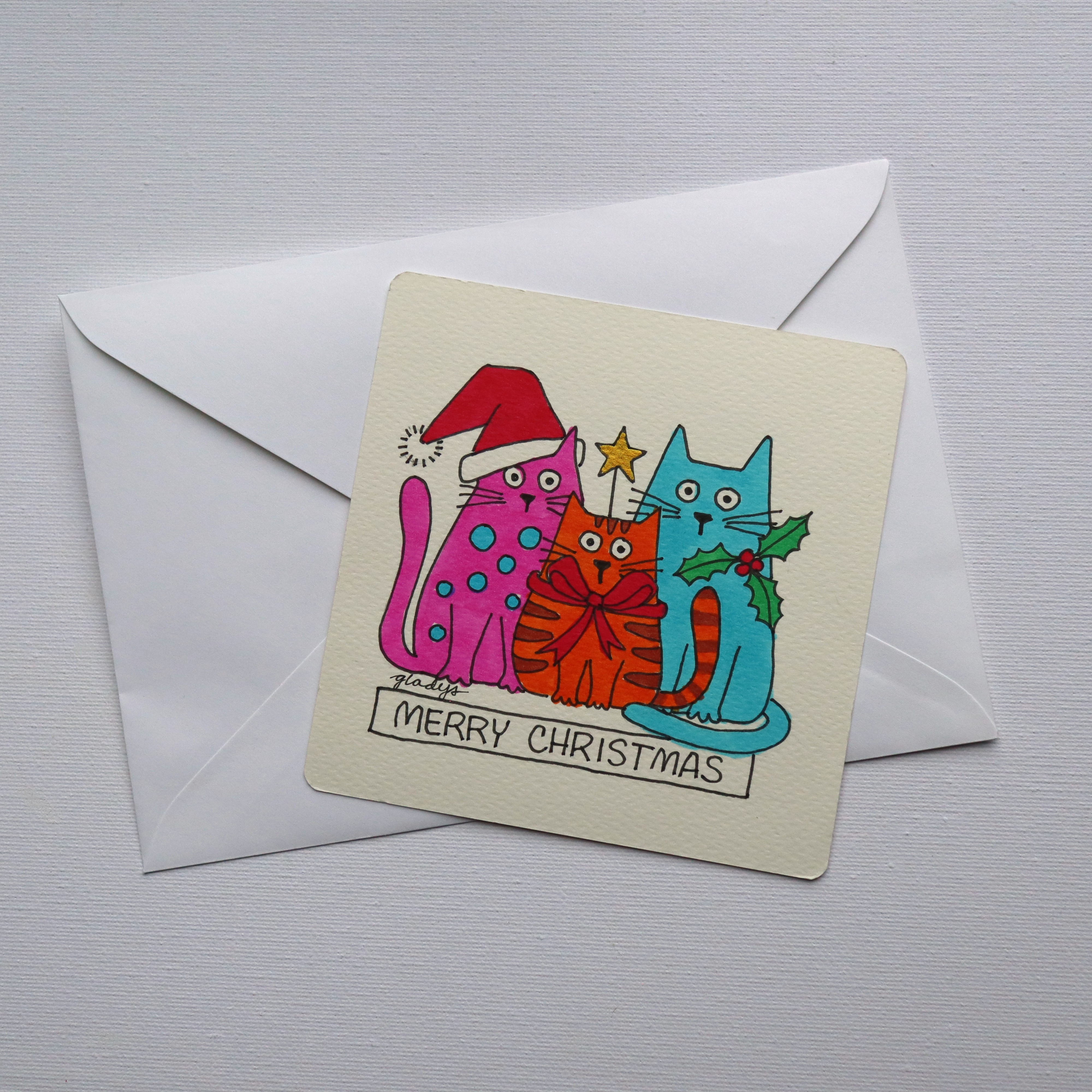 Three Christmas Cats Card – Image 1