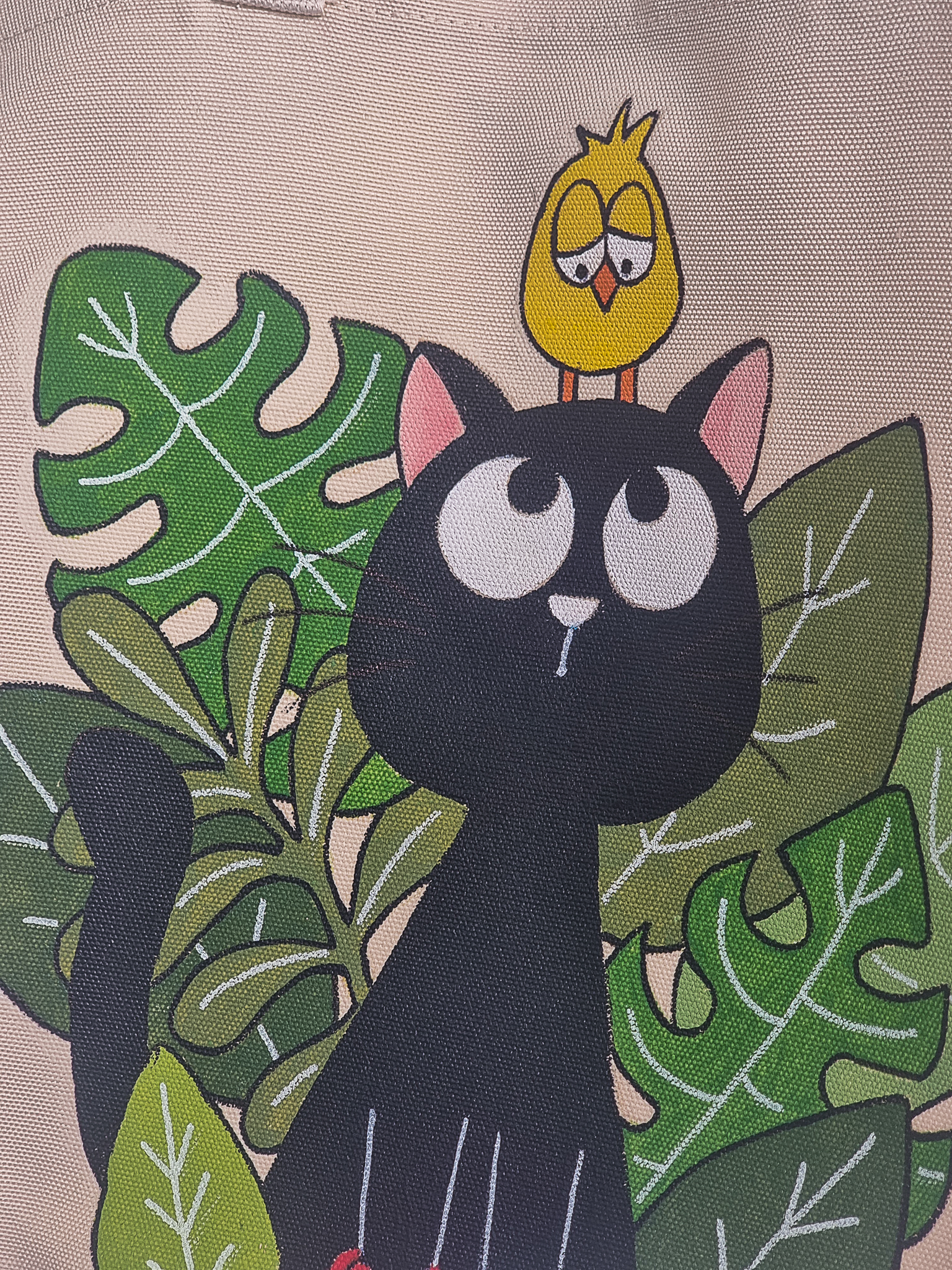 Black Cat and Bird in Garden Tote – Image 3