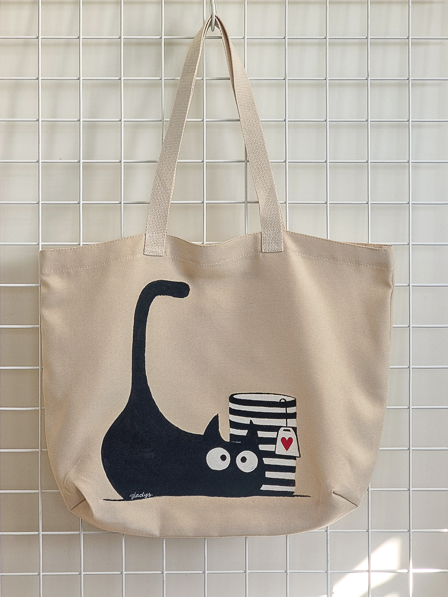 Black Cat with Mug Tote – Image 1