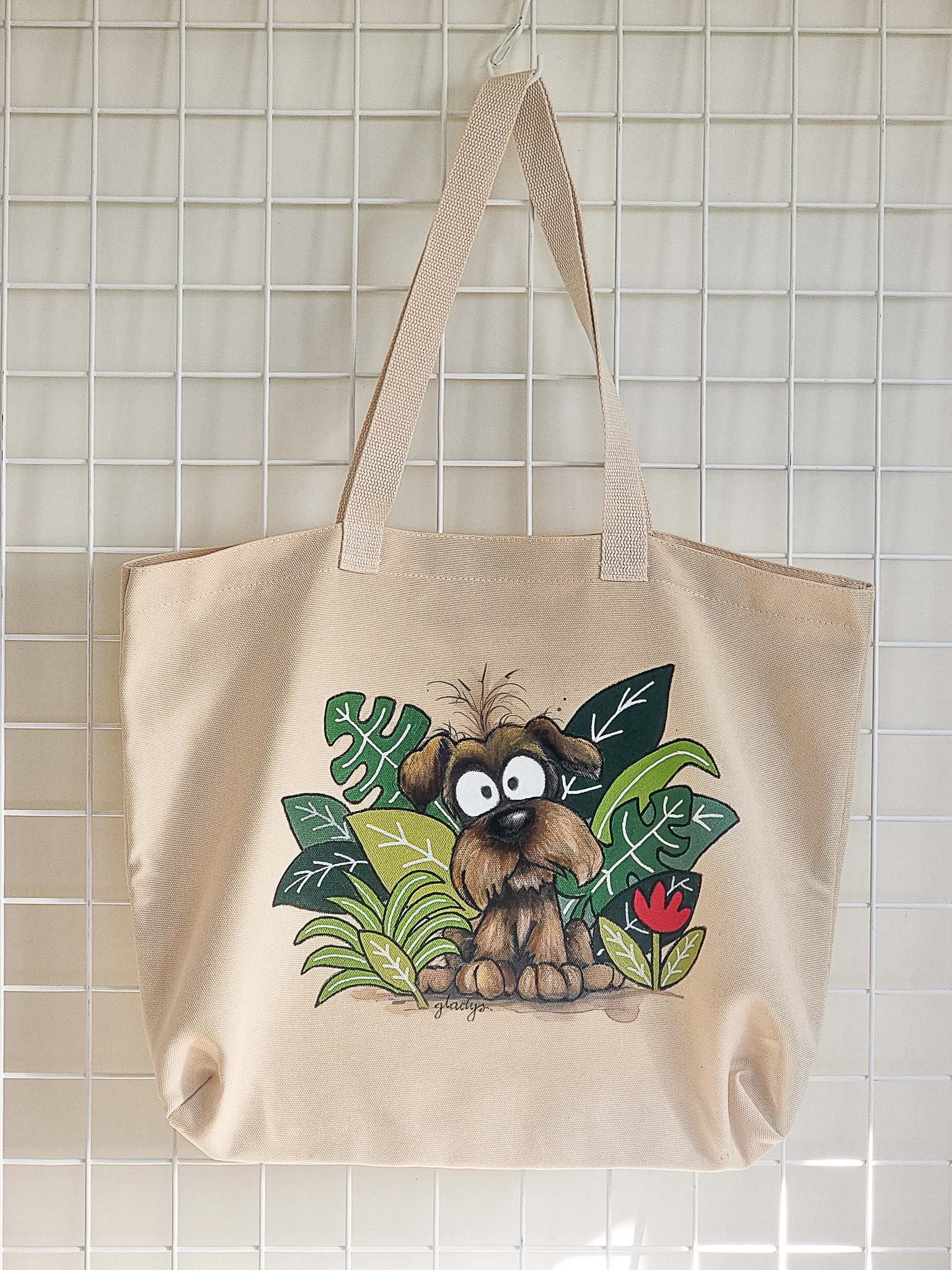 Confused Brown Dog Tote – Image 1
