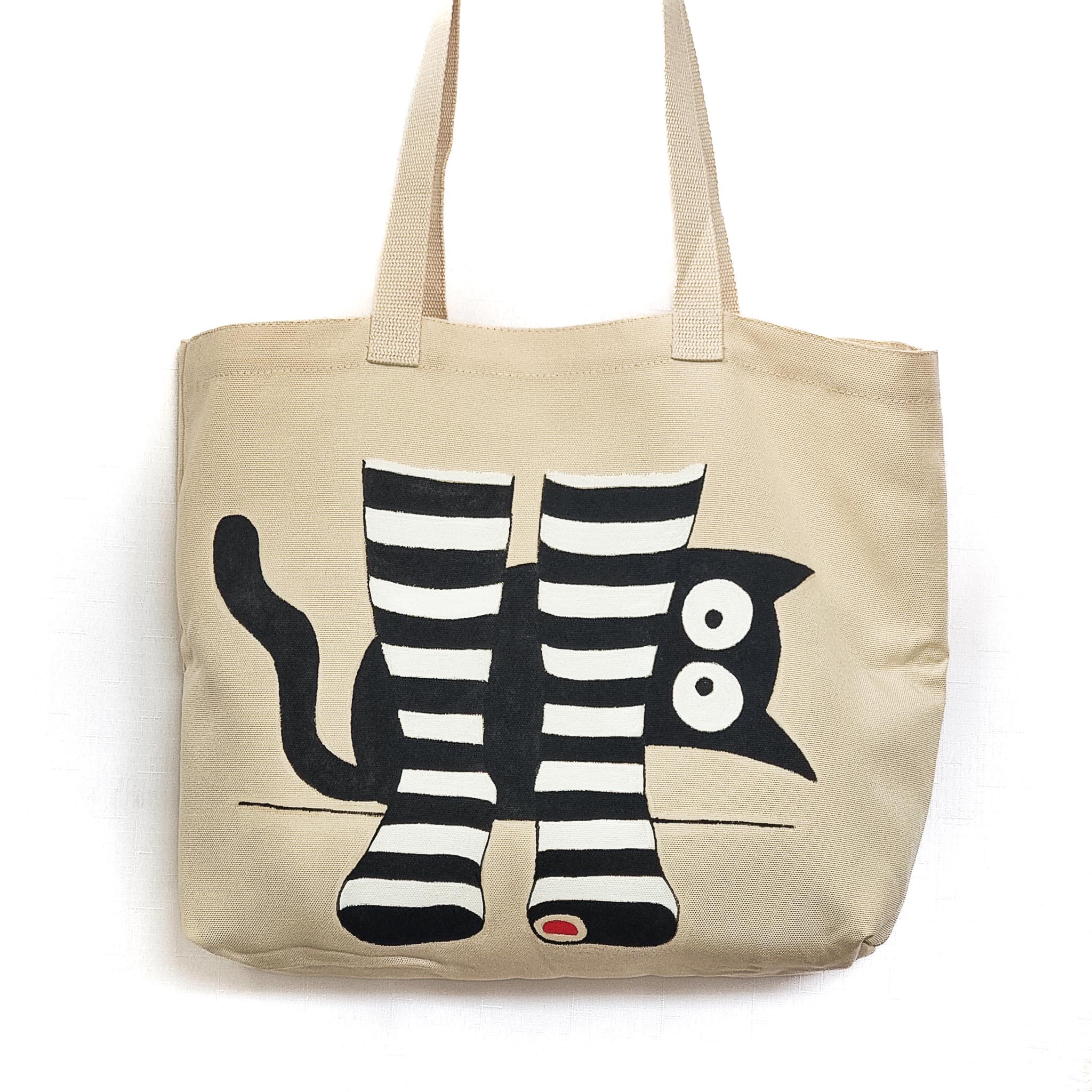 Black Cat and Striped Socks Tote – Image 2