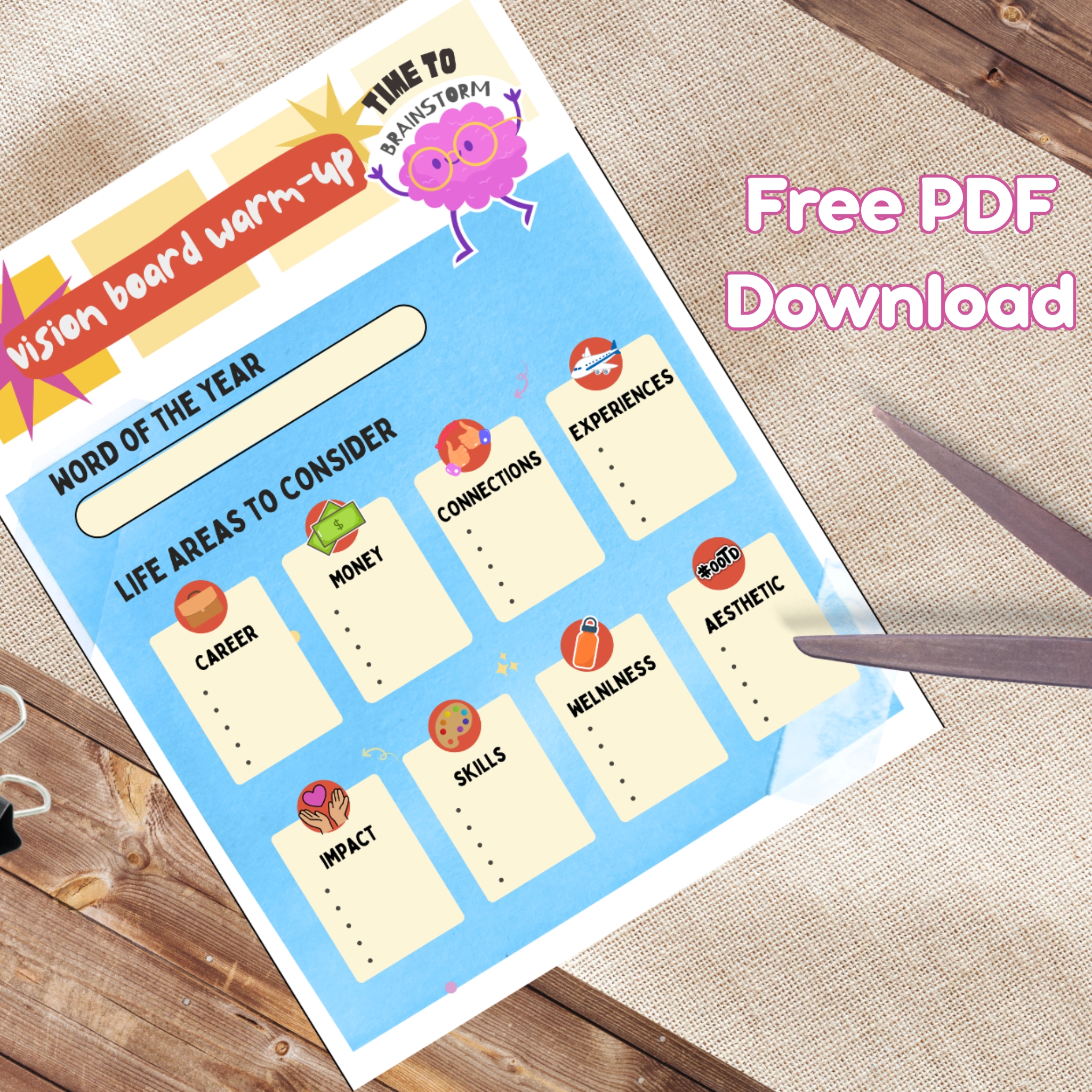 Vision Board Warmup – Free Printable Worksheet – Image 1