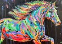 Rainbow Resonance: A Gallop through Vibrant Healing 32x40” – Image 1