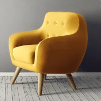 Soleil Yellow Buttoned Chair – Image 1