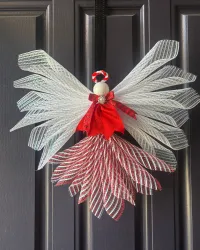 Angel Tree Topper Red Striped – Image 1