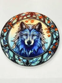 Wood Magnets 3 inches – Wolf stain glass