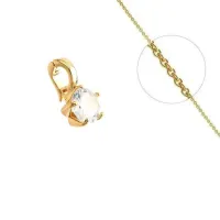 Collier doré chaîne et pendentif solitaire zirconium blanc serti – Image 1