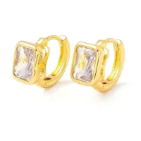 Boucles d'oreilles Créoles zirconium rectangle blanc – Image 1