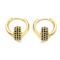 Boucles d'oreilles petites Créoles avec diamants noir – Image 1