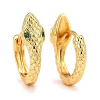 Boucles d'oreilles Créoles serpent vert – Image 1